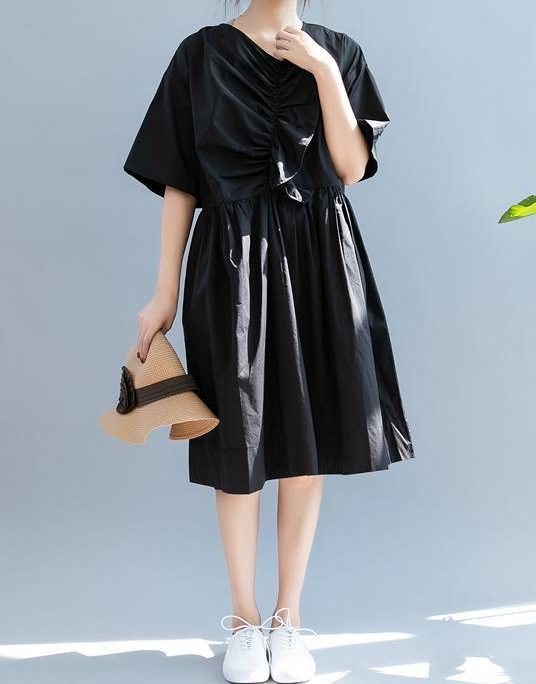 Beautiful black clothes For Women v neck Cinched A Line summer Dress