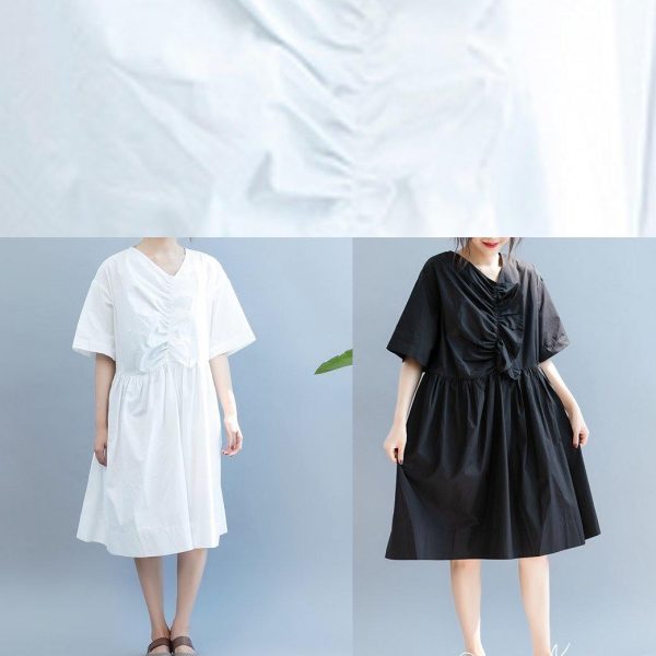Beautiful black clothes For Women v neck Cinched A Line summer Dress - Image 5
