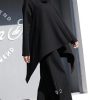 Beautiful black cotton clothes For Women asymmetric hem oversized high neck tops