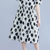 Beautiful black dotted Cotton tunic pattern o neck short sleeve shift Dresses