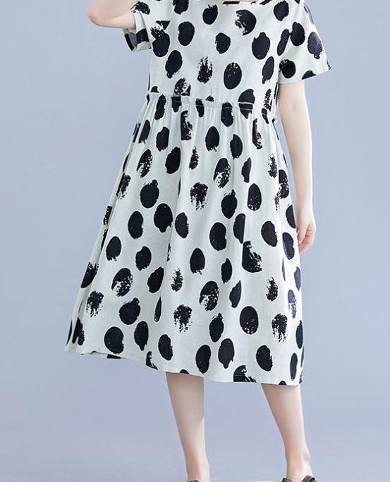 Beautiful black dotted Cotton tunic pattern o neck short sleeve shift Dresses