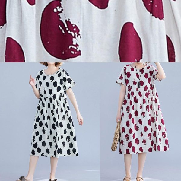 Beautiful black dotted Cotton tunic pattern o neck short sleeve shift Dresses - Image 5