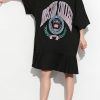 Beautiful black print linen Tunics Vintage Shape o neck short spring Dress