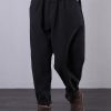 Beautiful black women pants plus size elastic waist pockets Work harem pants