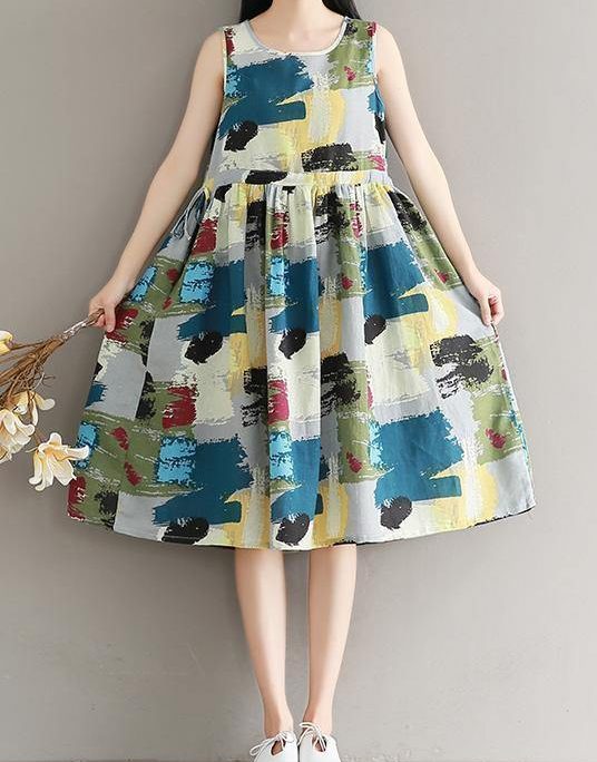 Beautiful floral cotton quilting clothes sleeveless daily summer Dresses