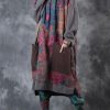 Beautiful hooded drawstring cotton Wardrobes design gray print Maxi Dresses fall