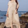Beautiful khaki o neck cotton Tunics short sleeve long summer Dress