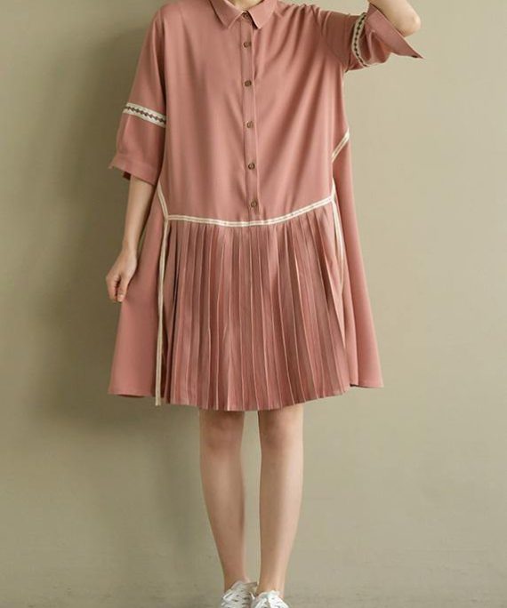 Beautiful lapel Cinched chiffon Indian Wardrobes pink tops Summer