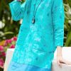 Beautiful o neck pockets linen Robes Outfits green print Dresses summer
