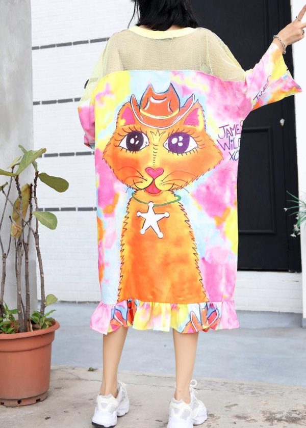 Beautiful patchwork short sleeve cotton Tunics Fashion Ideas Cartoon print long Dresses summer - Image 4