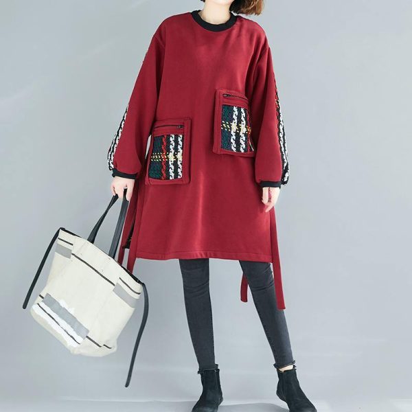 Beautiful Black Cotton Clothes Women Patchwork Oversized Side Open Dress - Image 2