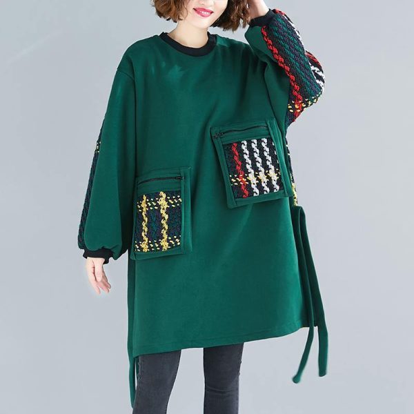 Beautiful Black Cotton Clothes Women Patchwork Oversized Side Open Dress - Image 3