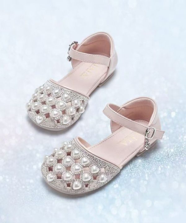 Beige Buckle Strap Nail Bead Zircon Best Baby Girls Sandals For Walking - Image 2