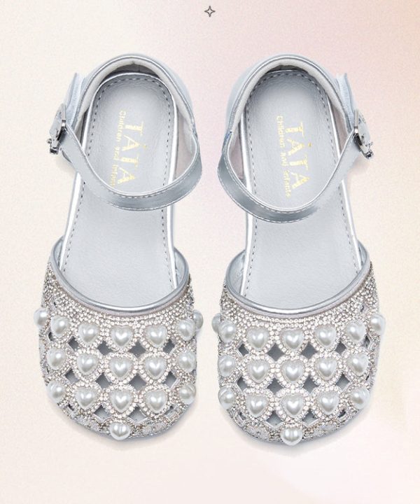 Beige Buckle Strap Nail Bead Zircon Best Baby Girls Sandals For Walking - Image 3