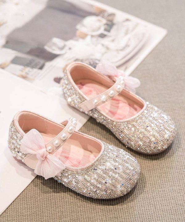 Beige Girls' Princess Shoes 2025 New Soft Bottom Zircon - Image 2