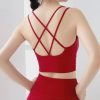 Best Red Backless Cross Strap Sports Bra And Leggings Set Suit Gym Shark Leggings