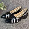 Black Chunky Faux Leather Soft Pointed Toe Peep Toe