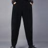 Black Corduroy Harem Pants Oversized Pockets Spring