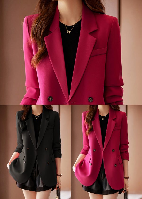 Black Cotton Coat Outwear Asymmetrical Double Breast Spring - Image 5