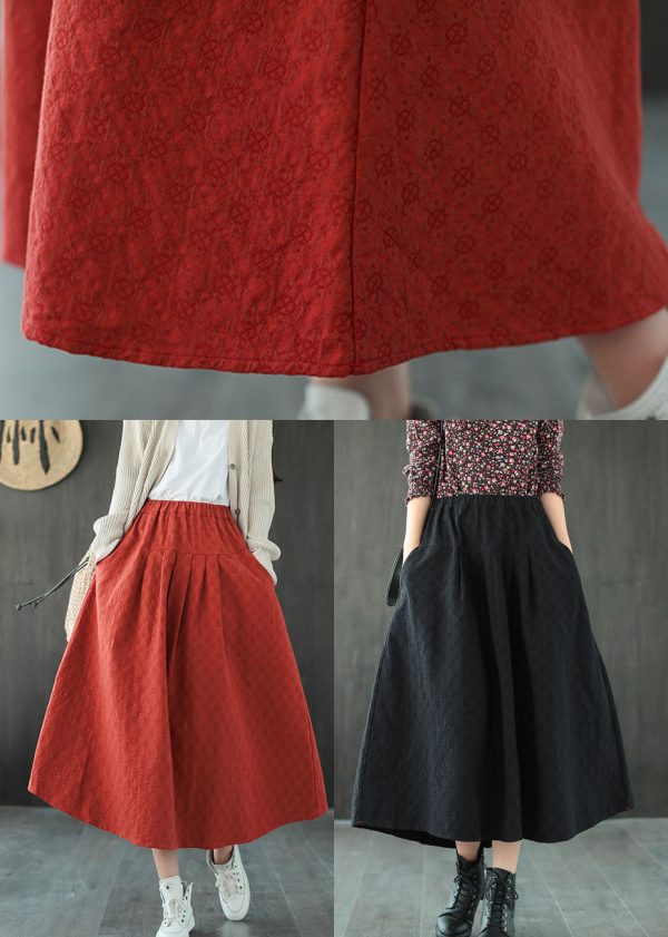 Black Jacquard Patchwork Loose A Line Skirt Spring - Image 5