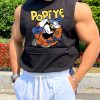 Black Letter Print Cotton T Shirt Men Tank O Neck Sleeveless