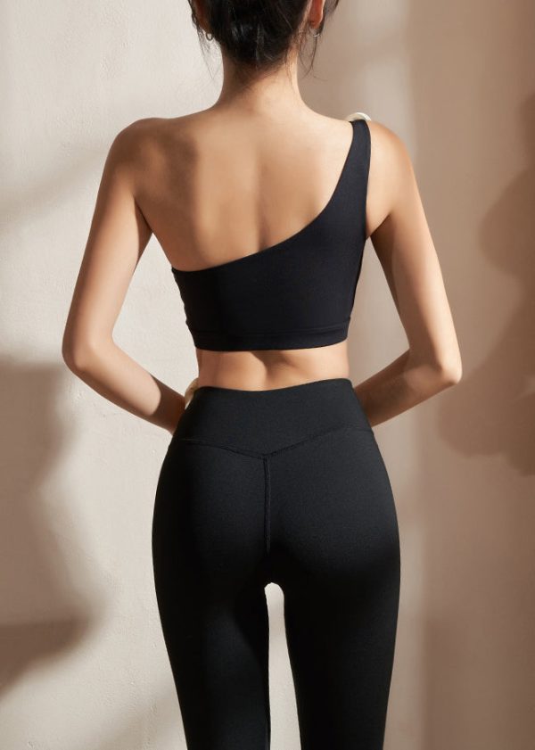Black One Shoulder Bra And Leggings Set - Image 4