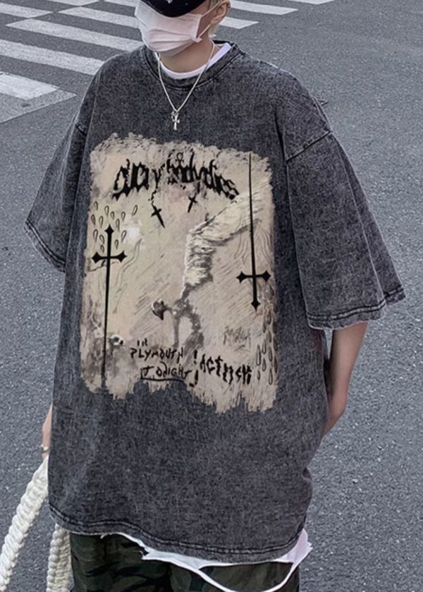 Black Original Design Cotton Mens Graphic T Shirts O Neck Half Sleeve - Image 3