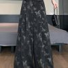Black Patchwork High Waist Wide Leg Pants Summer