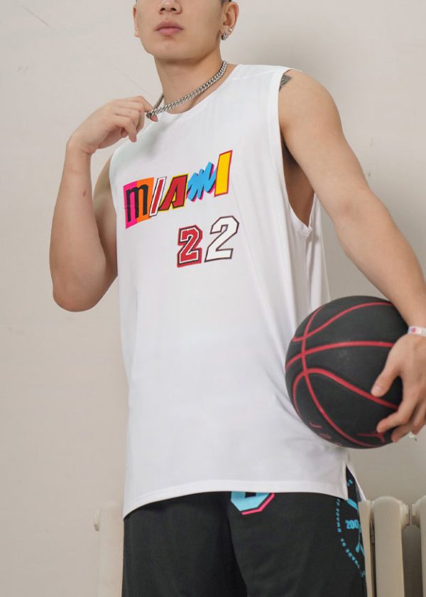 Black Print Side Open Cotton Men Tank O Neck Summer - Image 4