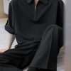 Black Solid Cotton Men Polo Shirt Peter Pan Collar Half Sleeve