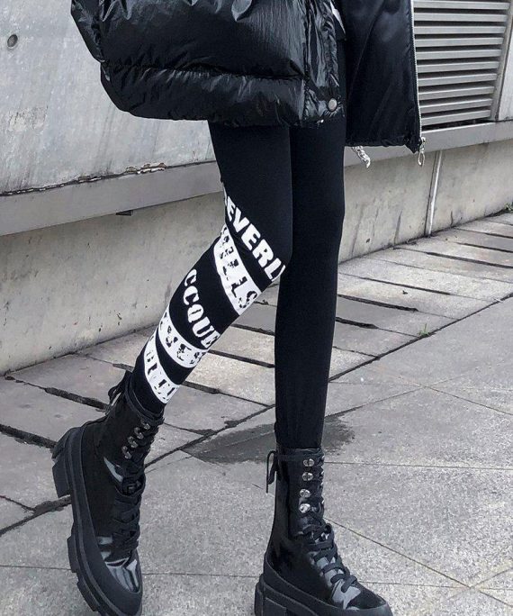 Black leggings female winter large size high waist nine points feet pants women