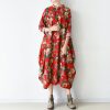 Blossom red baggy Chiffon dresses loose fashion Chiffon dress spring dresses