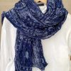 Bohemian Dull Red Print Wrinkled Linen Scarf