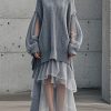 Bohemian Grey Oversized Patchwork Tulle Sweater Dress Fall