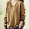 Bohemian Khaki Oversized Striped Sweater Spring