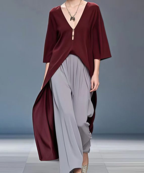 Bohemian Mulberry Low High Design Draping Silk Top Bracelet Sleeve