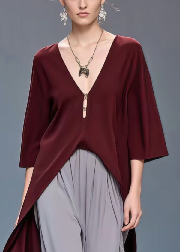 Bohemian Mulberry Low High Design Draping Silk Top Bracelet Sleeve - Image 2