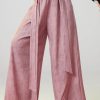 Bohemian Pink Oversized Tie Dye Linen Pants Spring