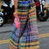 Bohemian Rainbow Striped High Waist Pockets Wide Leg Pants