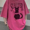 Bohemian Rose Cats Letter Oversized Cotton Mens T Shirt Half Sleeve