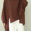 Bohemian asymmetric cotton women Fine Work black brown Plaid oversized tops