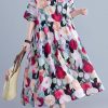 Bohemian floral Long dress half sleeve Cinched Maxi summer Dresses