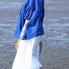 Bohemian linen tops women blouses fine Ramie Simple Solid Linen Bat Sleeved Blouse