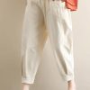 Bohemian wild pants casual beige Shape elastic waist asymmetric women pants