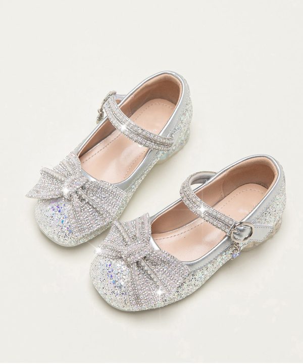 Boho Beige Zircon Buckle Strap Kids Flat Feet Shoes - Image 4