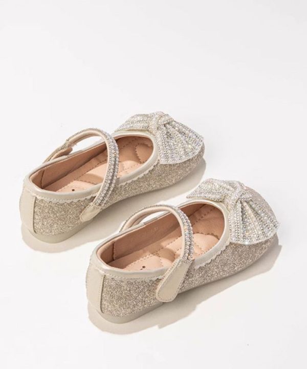 Boho Beige Zircon Buckle Strap Kids Flat Feet Shoes - Image 5