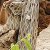 Boho Colorblock Elastic Waist Plaid Sashe Wide Leg Pants