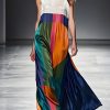 Boho Colorblock O Neck Patchwork Silk Maxi Dresses Sleeveless