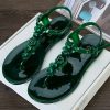 Boho Green Floral Splicing Beach Flip Flops Sandals