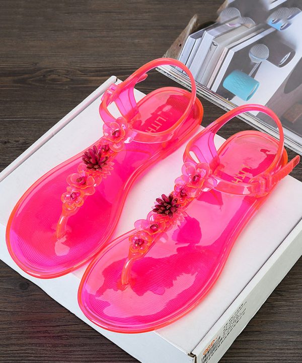 Boho Green Floral Splicing Beach Flip Flops Sandals - Image 4